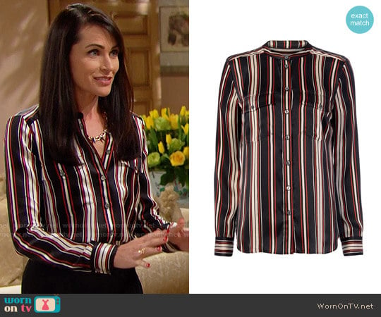 Veronica Beard Poppy Striped Blouse worn by Quinn Fuller (Rena Sofer) on The Bold and the Beautiful