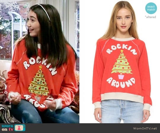 Wildfox Rockin' Around Sweatshirt worn by Riley Matthews (Rowan Blanchard) on Girl Meets World