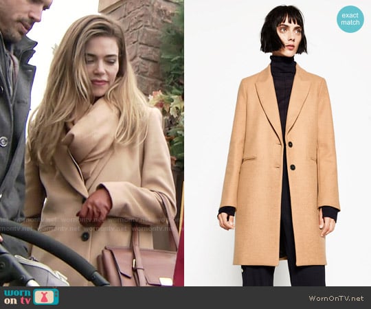 Zara Masculine Coat worn by Victoria Newman (Amelia Heinle) on The Young and the Restless