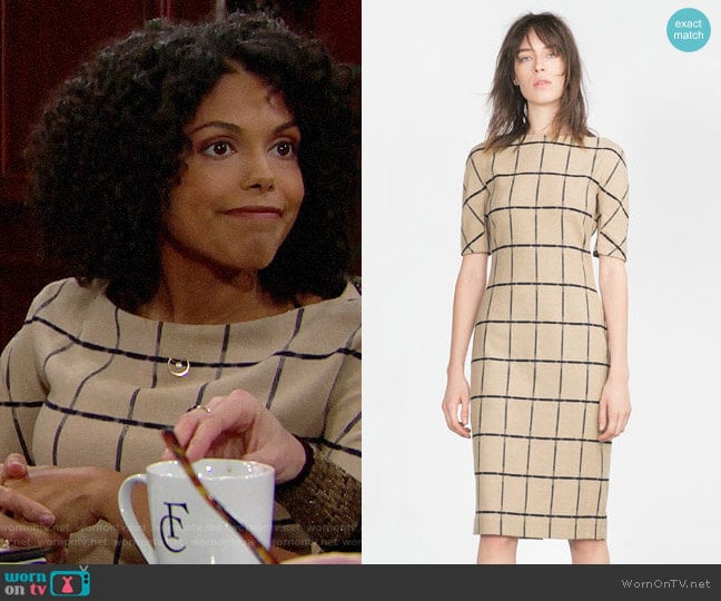 Zara Printed Tube Dress worn by Maya Avant (Karla Mosley) on The Bold and the Beautiful