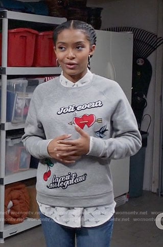 Zoey's French applique sweatshirt on Black-ish