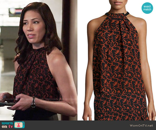 ALC Mari Top in Black / Rust worn by Angela Montenegro (Michaela Conlin) on Bones