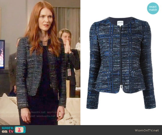 Armani Collezioni Zip Up Tweed Jacket worn by Abby Whelan (Darby Stanchfield) on Scandal