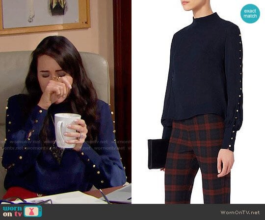 Exclusive for Intermix Candice Button Blouse worn by Quinn Fuller (Rena Sofer) on The Bold and the Beautiful