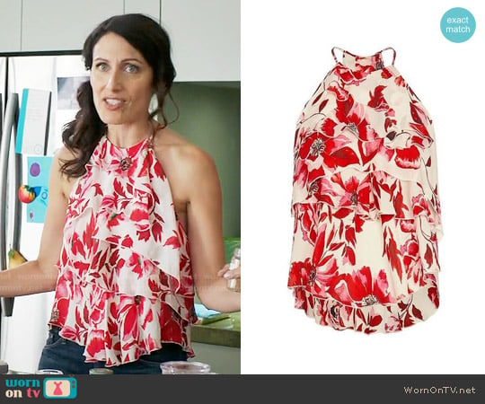 Exclusive for Intermix Essex Silk Print Top worn by Abby McCarthy (Lisa Edelstein) on Girlfriends Guide to Divorce