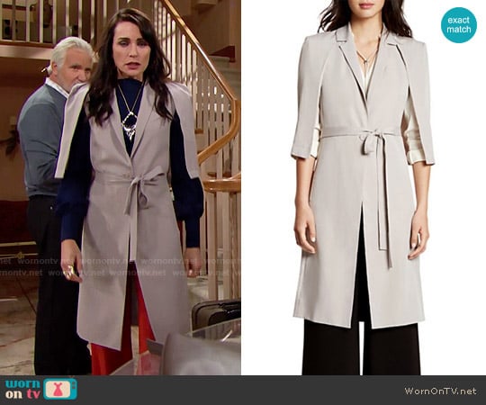 Halston Heritage Cape Trench Coat worn by Quinn Fuller (Rena Sofer) on The Bold and the Beautiful