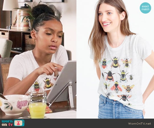 J.Crew for the Xerces Society Save the Bees T-shirt worn by Zoey Johnson (Yara Shahidi) on Black-ish