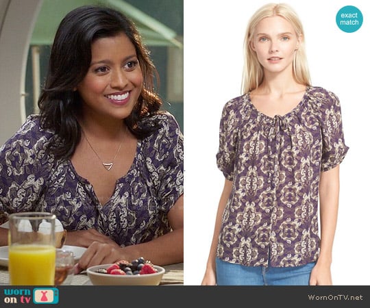 Joie Berkeley Blouse in Regal worn by Vicky (Tiya Sircar) on The Good Place