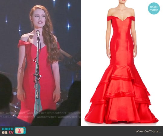 Jovani Fitted Off The Shoulder Dress worn by Cheryl Blossom (Madelaine Petsch) on Riverdale