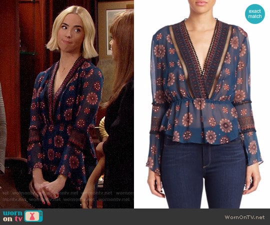 Nicholas Printed Ladder Trim Top worn by Ivy Forrester (Ashleigh Brewer) on The Bold and the Beautiful