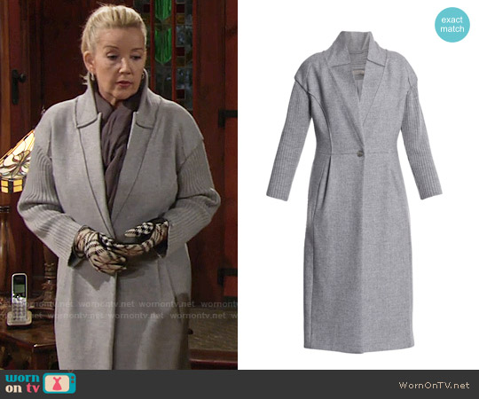 Nina ricci Ribbed-sleeve Wool Coat worn by Nikki Reed Newman (Melody Thomas-Scott) on The Young and the Restless