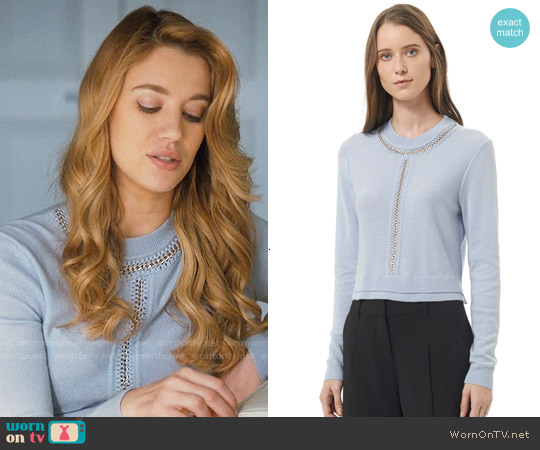 Rebecca Taylor Crop Chain Pullover in Icy Blue worn by Petra Solano (Yael Grobglas) on Jane the Virgin