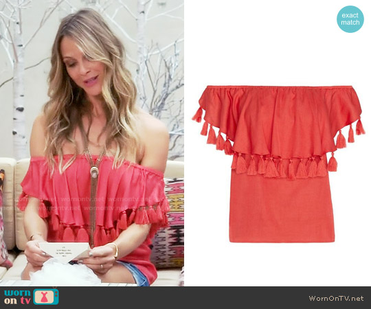 St Roche Off The Shoulder Tassel Top worn by Phoebe Wells (Beau Garrett) on Girlfriends Guide to Divorce