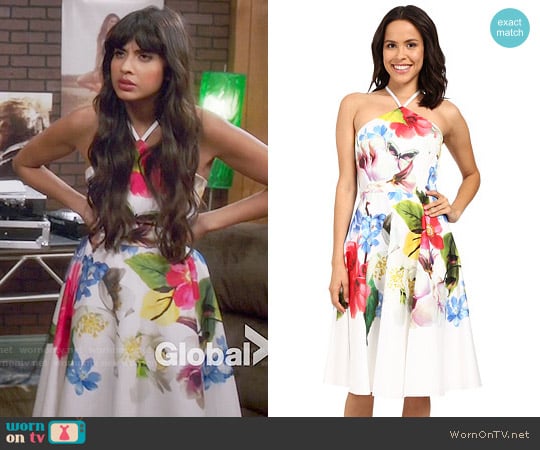 Ted Baker Corpina Forget Me Not Floral Halter-Neck Dress worn by Tahani Al-Jamil (Jameela Jamil) on The Good Place