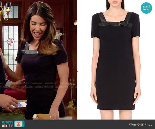 The Kooples Short-sleeved Leather Trim Dress worn by Steffy Forrester (Jacqueline MacInnes Wood) on The Bold and the Beautiful