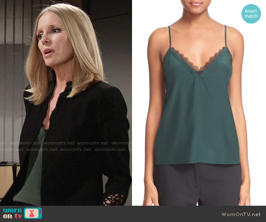 The Kooples Lace Trim Crepe de Chine Camisole worn by Christine Blair Williams (Lauralee Bell) on The Young and the Restless