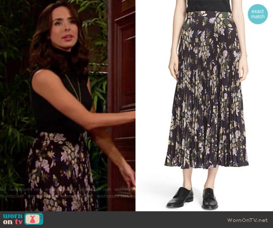 ALC 'Williams' Pleated Floral Print Skirt worn by Ivy Forrester (Ashleigh Brewer) on The Bold and the Beautiful