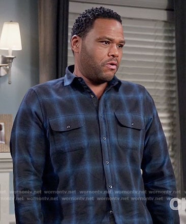 Andre's black and blue plaid shirt on Black-ish