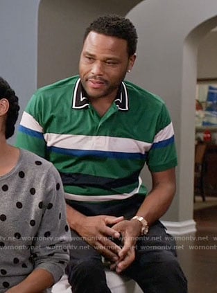 Andre's green striped polo shirt on Black-ish