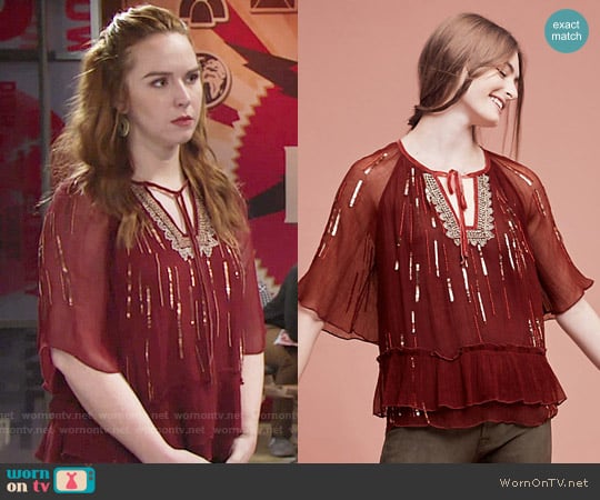 Anthropologie Canalis Keyhole Blouse worn by Mariah Copeland (Camryn Grimes) on The Young and the Restless