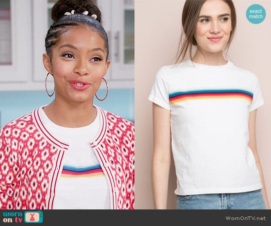 Brandy Melville Ali Rainbow Tee worn by Zoey Johnson (Yara Shahidi) on Black-ish