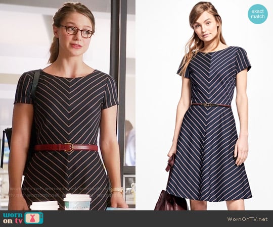 Brooks Brothers Short Sleeve Stripe Dress worn by Kara Danvers (Melissa Benoist) on Supergirl