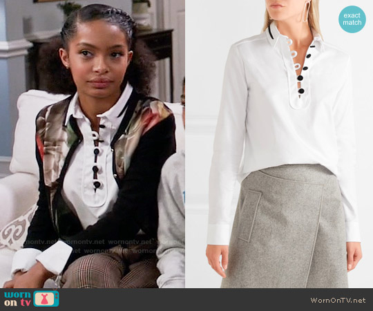 Carven Cotton Twill Shirt worn by Zoey Johnson (Yara Shahidi) on Black-ish