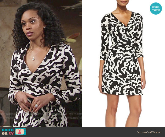 WornOnTV: Hilary’s black and white printed wrap dress on The Young and ...