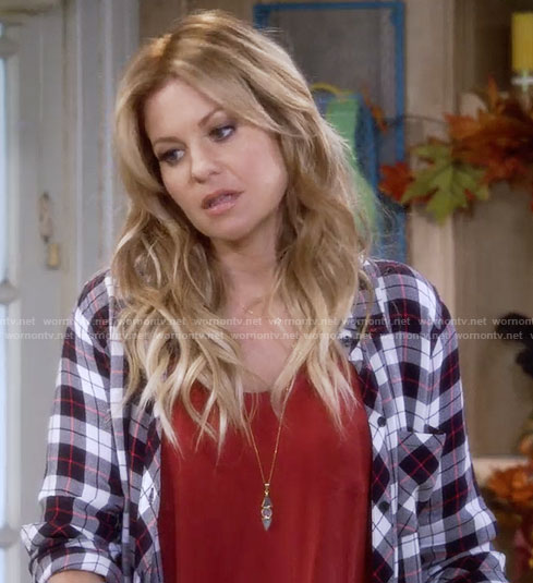 DJ’s red top and plaid shirt on Fuller House