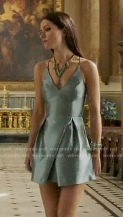 Princess Eleanor's blue v-neck dress on The Royals