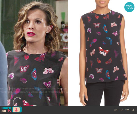 Equipment 'Kyle' Butterfly Print Silk Top worn by Chelsea Lawson (Melissa Claire Egan) on The Young and the Restless