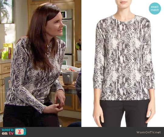 Equipment Ondine Snake Print Sweater worn by Katie Logan (Heather Tom) on The Bold and the Beautiful