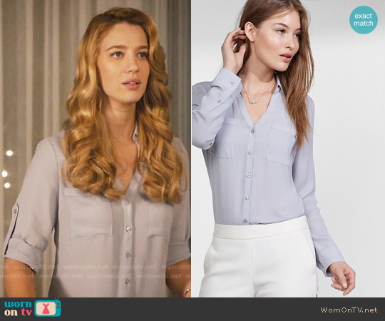 Express Slim Fit Convertible Sleeve Portofino Shirt worn by Petra Solano (Yael Grobglas) on Jane the Virgin