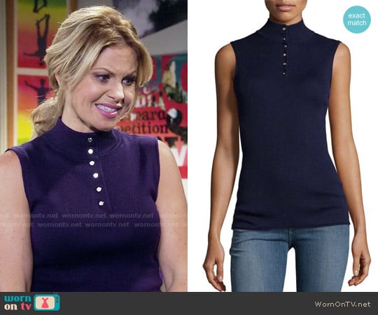 Frame Sleeveless Rib Mock-Neck Sweater worn by DJ Tanner-Fuller (Candace Cameron Bure) on Fuller House