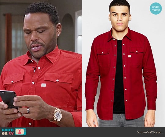 G Star Raw Landoh Shirt in Flame worn by Andre Johnson (Anthony Anderson) on Black-ish