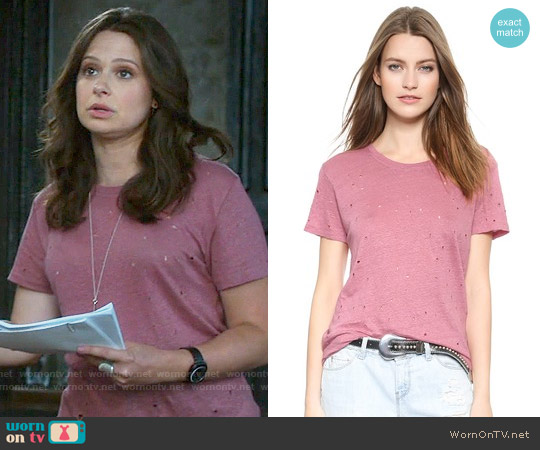 IRO Clay Tee worn by Quinn Perkins (Katie Lowes) on Scandal