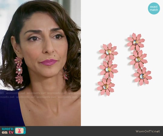 J. Crew Floral Drop Earrings worn by Delia (Necar Zadegan) on Girlfriends Guide to Divorce