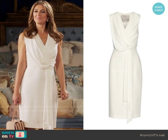 Jason Wu Draped Crepe Midi Dress worn by Queen Helena (Elizabeth Hurley) on The Royals