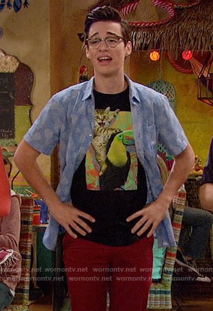Joey’s cat and toucan t-shirt on Liv and Maddie
