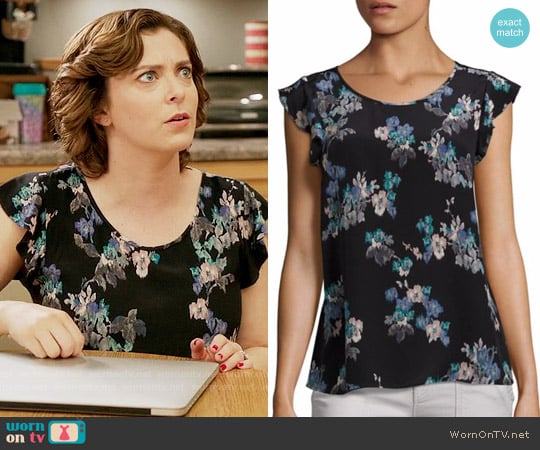 Joie Kerr Brushstroke Floral Print Silk Blouse worn by Rebecca Bunch (Rachel Bloom) on Crazy Ex-Girlfriend