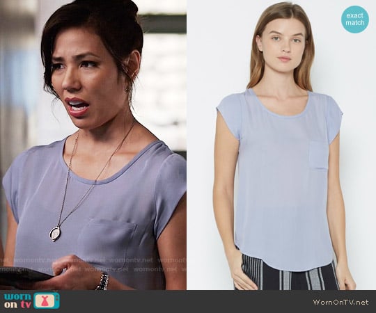 Joie Rancher Top in Lilac worn by Angela Montenegro (Michaela Conlin) on Bones