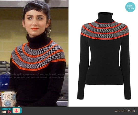 Karen Millen Circle Yoke Sweater worn by Mandy Baxter ( Molly Ephraim) on Last Man Standing