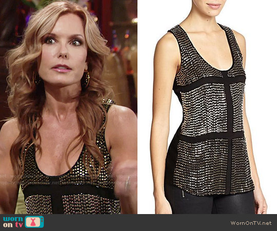 Karina Grimaldi Lugo Beaded Silk Tank Top worn by Lauren Fenmore (Tracey Bregman) on The Young and the Restless