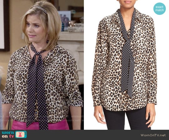 Kate Moss for Equipment Leopard Print Shirt with Tie worn by Kimmy Gibbler (Andrea Barber) on Fuller House