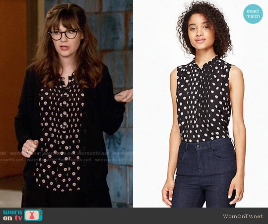 Kate Spade Ditzy Pleated Top worn by Jessica Day (Zooey Deschanel) on New Girl