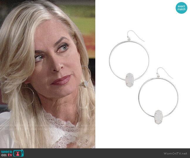 Kendra Scott Elora Frontal Hoop Earrings worn by Ashley Abbott (Eileen Davidson) on The Young and the Restless