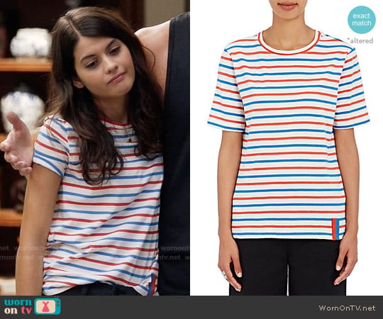 Kule Modern Striped Cotton T-shirt worn by Sabrina Pemberton (Sofia Black D'Elia) on The Mick