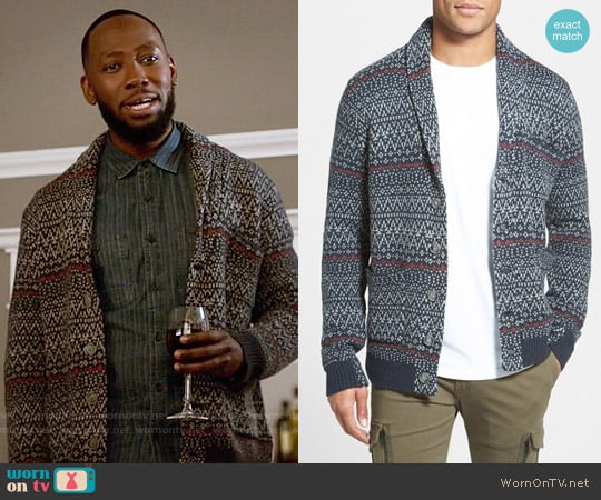 Life After Denim 'Anchorage' Fair Isle Shawl Collar Cardigan worn by Winston Bishop (Lamorne Morris) on New Girl