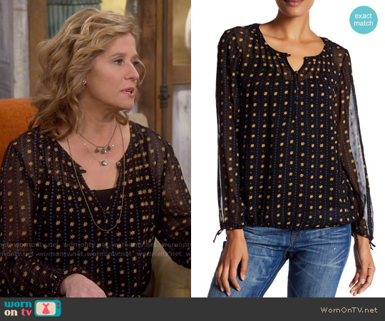 Lucky Brand Metallic Dot Print Blouse worn by Vanessa Baxter (Nancy Travis) on Last Man Standing