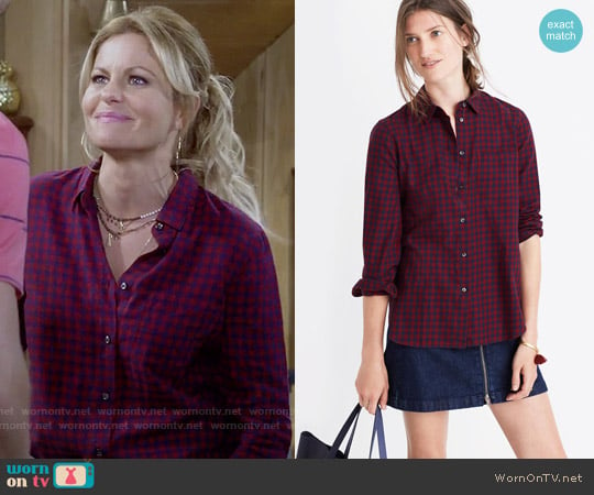 Madewell Shrunken Ex-boyfriend Shirt in Gingham Check worn by DJ Tanner-Fuller (Candace Cameron Bure) on Fuller House